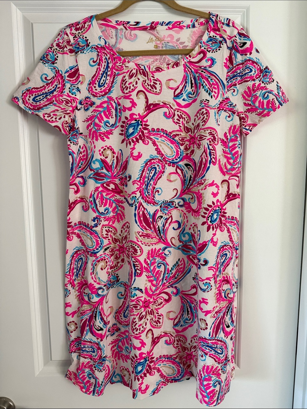 Lilly Pulitzer Pink Paisley Short Sleeve Shift Dress